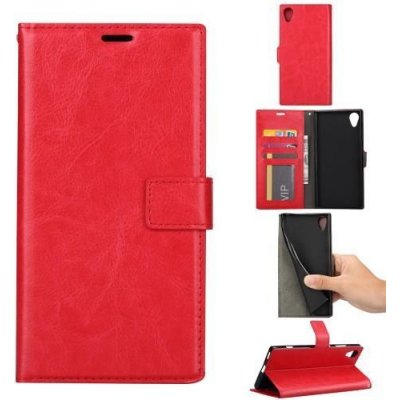 Pouzdro Crazy PU kožené peněženkové Sony Xperia XA1 Plus - červené – Zboží Mobilmania