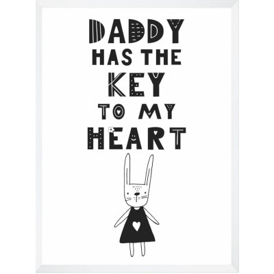 Dětský plakát Táta má klíč od mého srdce 24X30 cm + bílý rám