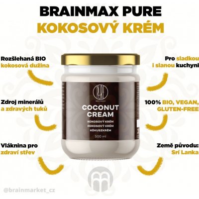BrainMax Pure Kokosový krém BIO 500 g – Zboží Mobilmania