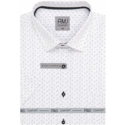 AMJ košile slim fit s krátkým rukávem bílá s tmavým vzorem