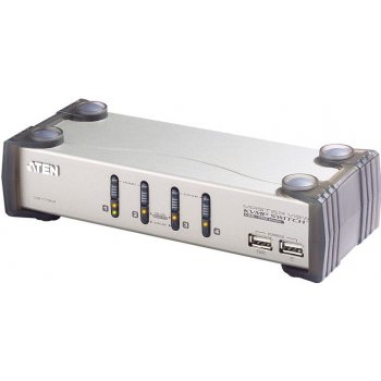 Aten CS-1734A KVM přepínač 4-port KVMP USB+PS/2, usb hub, audio, 1.2m kabely