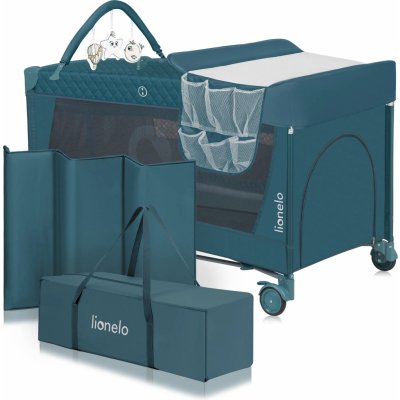 LIONELO Postýlka cestovní Flower 2v1 Green Turquoise – Zboží Dáma