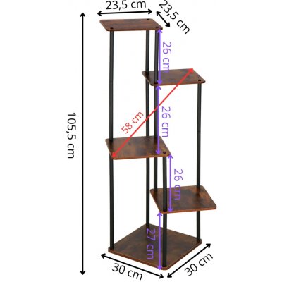 SPRINGOS Kovový stojan na květiny FLORAE 106 cm tmavě hnědý – Zboží Dáma