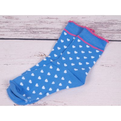 CNB Berlin ponožky DE 54330 modrorůžové s bílými srdíčky