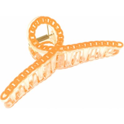 Biju Spona do vlasů - skřipec spirálka s pletením, čiré a oranžové barvy 8000769-13