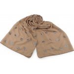 šátek šála se zlatým potiskem 2 béžová – Zboží Mobilmania