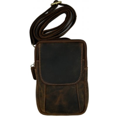 Kožená pánská taška na mobil přes rameno s kapsou světle hnědá 827 – Zboží Živě