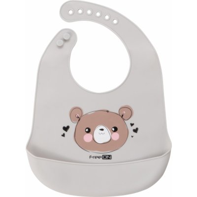 FreeON Silikonový bryndák Medvídek šedý – Zboží Mobilmania