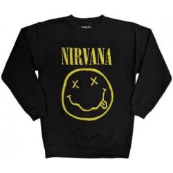 Nirvana Unisex Sweatshirt: Yellow Happy Face Black