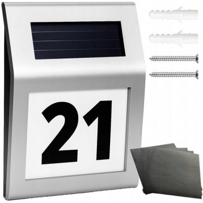 OSVĚTLENÉ ČÍSLO DOMU SOLÁRNÍ LAMPA KOVOVÉ 2 LED SENZOR SOUMRAKU – Hledejceny.cz