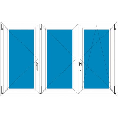 Ekosun Plastové okno 180x150 Trojkřídlé bez středového sloupku 7 Swisspacer Ultimate Bílá - Bílá