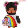 Plyšák Monchhichi dívka duhové šaty 20 cm