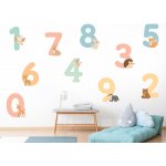 Nalepte.cz Čísla se zvířátky textilní přelepitelné samolepky na zeď arch 46 x 26 cm – Hledejceny.cz
