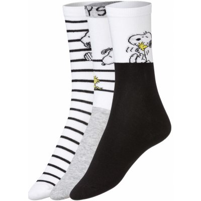 Dámské ponožky 3 páry Snoopy bílá / šedá