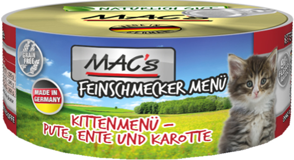 Mac\'s Cat Fajnšmekr masová pro koťata kachní s mrkví 100 g