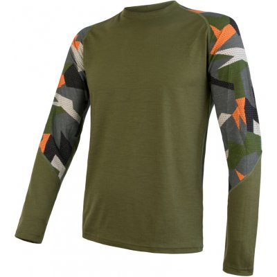 Sensor Merino IMPRESS pánské triko dlouhý rukáv safari/camo – Zboží Dáma