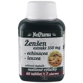 MedPharma Ženšen extrakt 350 mg + echinacea + leuzea 67 tablet