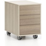 Plan Layers na kolečkách krátký 3 zásuvky 600 x 400 x 575 mm dub přírodní + dub mořený – Zboží Dáma