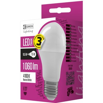 Emos LED žárovka Classic A60 10,5W E27 neutrální bílá – Zboží Mobilmania