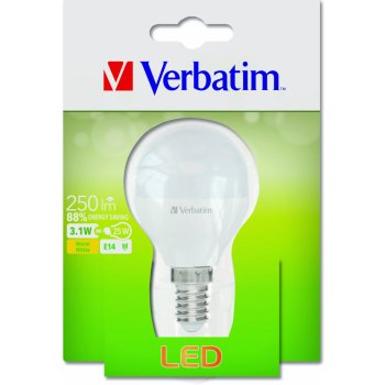 Verbatim LED žárovka E14 3,1W 250lm 25W typ Mini Globe matná teplá bílá