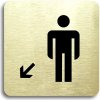 Piktogram Accept Piktogram "WC muži vlevo dolů" (80 × 80 mm) (zlatá tabulka - černý tisk bez rámečku)
