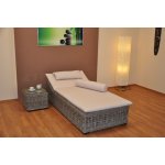 Ratanové lehátko Karola s odkládacím stolkem, polstr bílý – Sleviste.cz