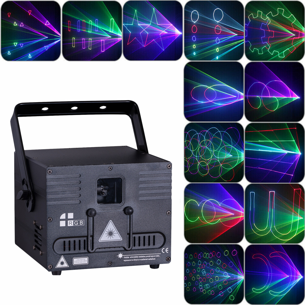 easybuy 1000mW laserový efekt Stage Light 3D RGBW DMX ILDA animace Grafický laserový efekt Stage Lighting pro DJ Disco Party