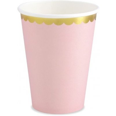 PartyDeco KELÍMKY papírové růžové se zlatým okrajem 220ml – Zboží Dáma