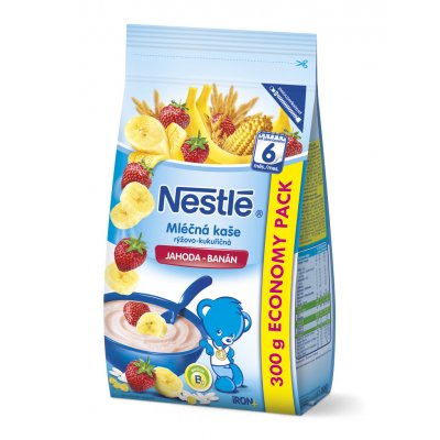 Nestlé Mléčná kaše rýžovo kukuřičná Jahoda Banán 300 g – Zboží Dáma