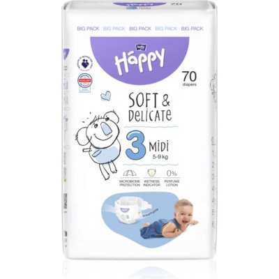 Happy Soft&Delicate 3 5-9 kg 70 ks – Zboží Mobilmania