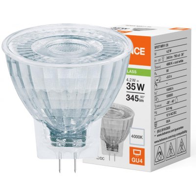 LEDVANCE LED žárovka LED MR11 GU4 4.2W = 35W 345lm 4000K Neutrální Bílá 12V FILAMENT – Hledejceny.cz