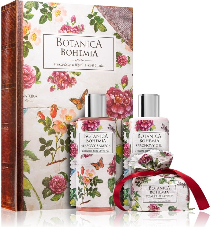 Bohemia Gifts Botanica Konopný olej sprchový gel 200 + šampon na vlasy 200 ml + toaletní mýdlo 100 g kniha dárková sada