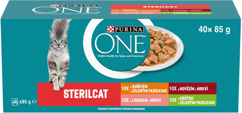 Purina ONE Sterilcat Mini filetky s kuřetem krůtou hovězím lososem se zeleninou 40 x 85 g