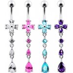 Šperky4U stříbrný piercing do pupíku kytička BP01211-Q – Zboží Dáma