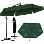 GEKO Zahradní slunečník 3m, zelený, Banana s LED osvětlením a obalem 62227 GAO1510 – Zboží Dáma