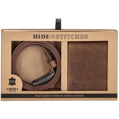 Dárkový set opasek a peněženka Hide & stitches Idaho hnědý – Zboží Mobilmania