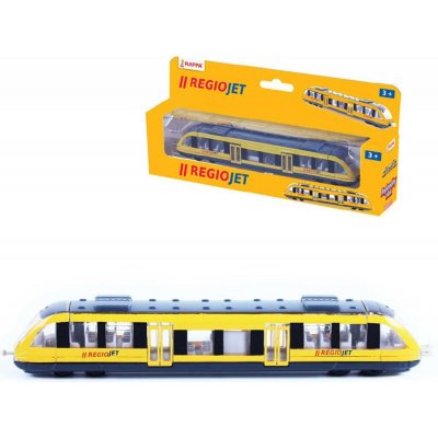 Rappa Vlak žlutý RegioJet kov/plast 17cm na volný chod v krabičce 21x9,5x4cm – Zboží Mobilmania