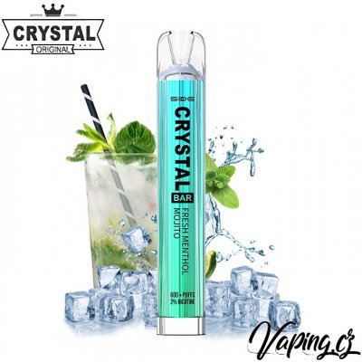 Crystal Bar 600 jednorázová e-cigareta FRESH MENTHOL MOJITO (svěží mentol a mojito) 20mg