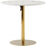 Max-i LAMONT Jídelní stůl světlý mramor/gold chrom zlatý Průměr 80 cm