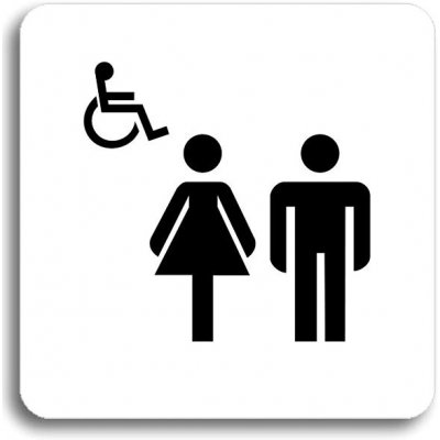 Accept Piktogram "WC ženy, muži, invalidé II" (80 × 80 mm) (bílá tabulka - černý tisk bez rámečku) – Zboží Mobilmania
