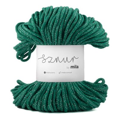 MILA Bavlněná šňůra Glitter 3mm - Zelená stříbrná/PG114 – Zboží Mobilmania