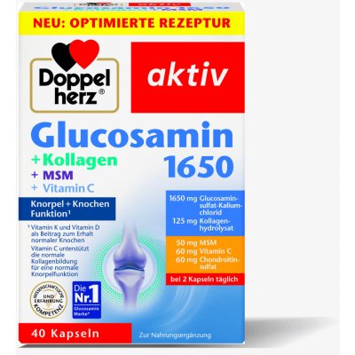 Doppelherz Aktiv Glucosamin 1650 + Kolagen + MSM + Vitamin C 40 kapslí – Hledejceny.cz
