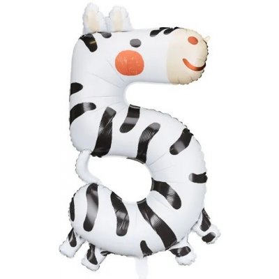 KIK Fóliový narozeninový balónek číslo 5 Zebra 68x98 cm – Zboží Mobilmania