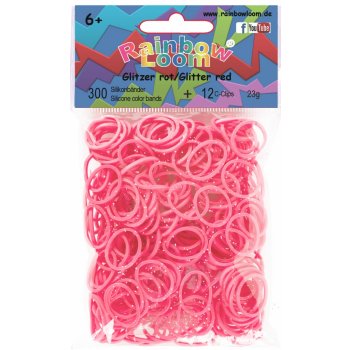 RAINBOW LOOM Original gumičky 300 kusov trblietavé červené