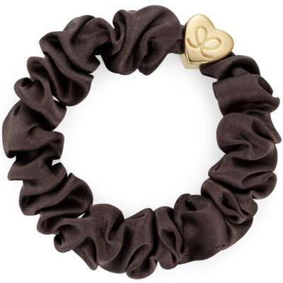 By Eloise London Gold Heart Silk Scrunchie barva Mocha – Sleviste.cz