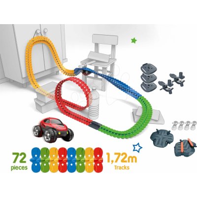 FleXtrem Discovery Set flexibilní autodráha Set Smoby s 612 cm prodlouženou dráhou s výhybkou fixací a elektronickým autíčkem