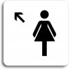 Piktogram Accept Piktogram "WC ženy vlevo nahoru" (80 × 80 mm) (bílá tabulka - černý tisk bez rámečku)