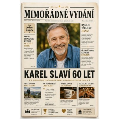Bezvadary.cz | Dárkové retro noviny k narozeninám s vlastní fotografiíA4 30x21cm dn1 – Hledejceny.cz