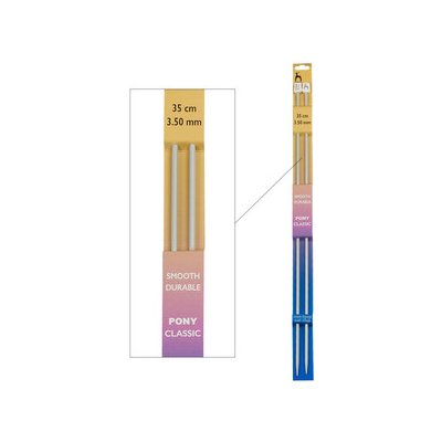 Storex Pletací jehlice PONY, hliníkové, rovné, 2 kusy, délka 35cm, velikost 3,5mm – Zboží Dáma