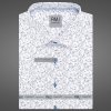 Pánská Košile AMJ pánská bavlněná košile krátký rukáv regular fit VKBR1370 bílá cik cak čárkovaná
